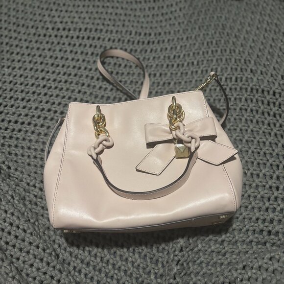 ๐ Michael Kors Jane Large Satchel Shoulder Bag - Blush Pink Leather Gold Chain - Picture 1 of 14